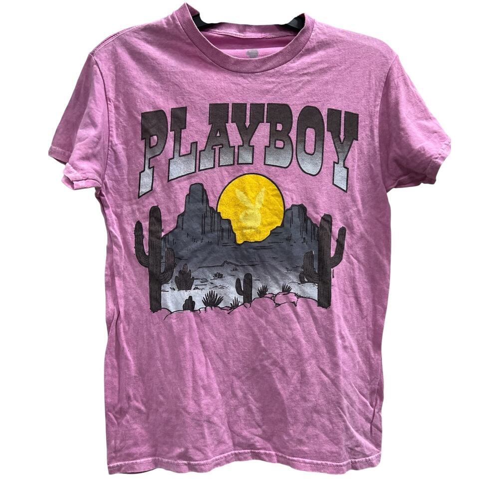 Playboy desert cactus t-shirt vintage wash desert landscape sunset sz S
